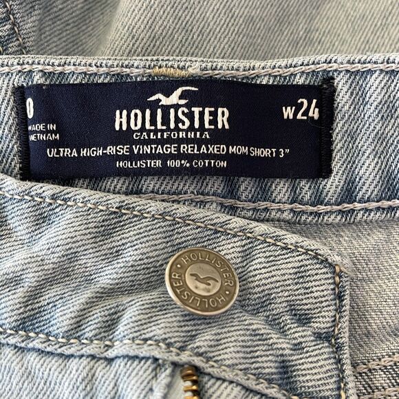 Hollister SZ 0 (W24) Mom Jean Shorts Ultra Hi-Rise Vintage Relaxed Distressed - Picture 7 of 8
